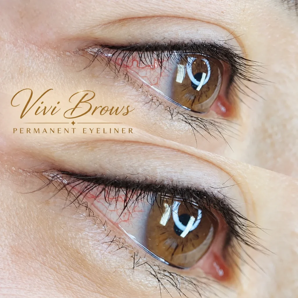 Permanent eyeliner result by Emma at Vivi Brows & Head Spa in London, Ontario
